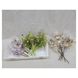 Vintage Cottonwood Flower Picks And Serving Tray