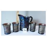 Carnival Pitcher And Glasses