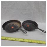 2- Cast Iron Skillets, 8' & 9', Made In USA