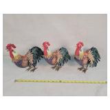 3-Tin Roosters 10 Inches Tall