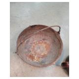 10' Cast Iron Kettle With Handle And Teapot.