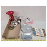 Lidke Mill Alum. Plate, Red Crystal Candle Holder