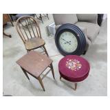 27' Wall Clock, Chair, End Table Misc.