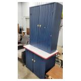 Vintage Painted Wainscoting Cabinet W/ Enamel Top