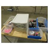 Lot - (5) Bins Misc. Office Supplies