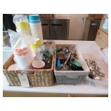 Lot - (3) Bins (Ice Cream Cups, Scoops, Kitchen