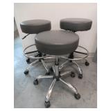 Lot - (3) Gray Adjustable Stools
