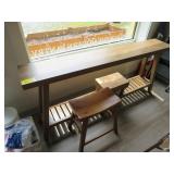 Lot - 12' x 72' Library Table, Wooden Seat, &