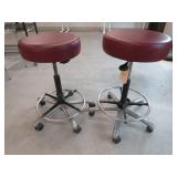 Lot - (2) Maroon Adjustable Stools