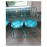 Lot - (2) Metal Cafeteria Tables w/ (4) Chairs