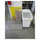 Lot - Rolling Flour Cart & Plastic Cambros