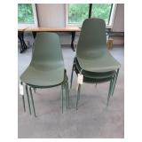 Lot - (6) Green Dining Chairs