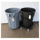Lot - (2) 32-Gallon Barrels w/ Dollies