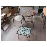 Folding Mosaic Top Table w/ (2) Chairs & Small