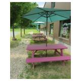 Lot - (3) 6' Picnic Tables w/ Umbrellas