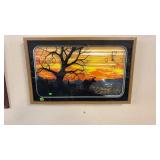 SILHOUETTE GLASS DEER THEMED CLOCK