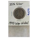 1943 WAR NICKEL 35% SILVER