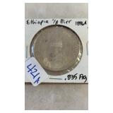 ETHIOPIA 1/8 BIRR 1896-A .835 SILVER