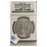 1884-O BRILLANT UNCRIC MORGAN SILVER DOLLAR