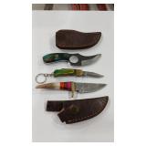 3 DAMASCUS STYLE KNIVES