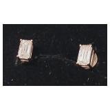 MOISSANITE .5 CT  925 EMERALD SHAPE EARRINGS W/