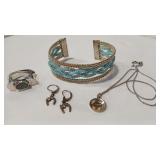 925 NECKLACE EARRINGS & FASHION RING 7.5