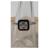 CZ & JET COLOR 925 RING  SZ 6.5