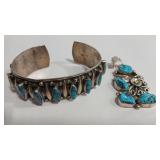 TURQOUISE STERLING CUFF & PENDANT