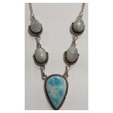 LARIMAR & MOONSTONE STERLING NECKLACE