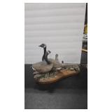 CANADIAN GOOSE SCUPTURE ON WOOD BASE