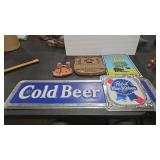 BEER AND OLIVE OIL ADVERTISING SIGNS