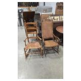 RUSH BOTTOM LADDERBACK ROCKER & CANE BOTTOM ROCKER