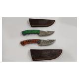 2 DAMASCUS STYLE KNIVES W/ SHEATHS