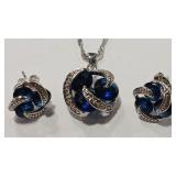 SAPPHIRE COLOR 925 EARRINGS & NECKLACE