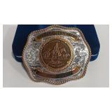 MONTANA BI CENTENNIAL BRONZE TOKEN BELT BUCKLE