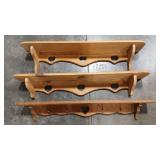 3 WOOD HANGING SHELVES - 36' WIDTH