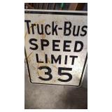 TRUCK BUS SPEED LIMIT 35 METAL ROAD SIGN