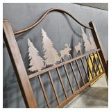 QUEEN METAL CUTOUT HEADBOARD AND HOLLYWOOD FRAME