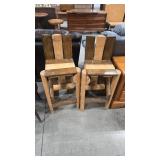 2 LOG STYLE COUNTER HEIGHT STOOLS