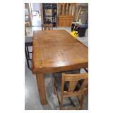 COUNTER HEIGHT TABLE W/ 1 LEAF, BENCH & 3 CHAIRS