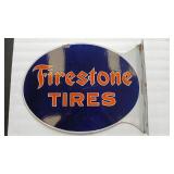 FIRESTONE TIRES PORCELAIN 2 SIDED WALL MOUNT SIGN