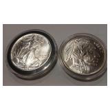 1989 AMERICAN SILVER EAGLE & BUFFALO 1 OZ.