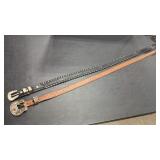 SILVER LACED AND GENUINE OSTRICH BELTS WITH BUCKLE