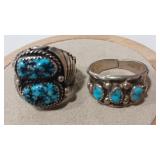 2 TURQUOISE CONTEMPORARY STERLING/COIN NATIVE