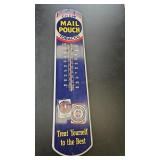 'CHEW MAIL POUCH TOBACCO' METAL SIGN/THERMOMETER