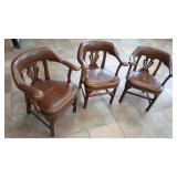 3 LEATHER NAILHEAD ACCENT SIDE CHAIRS