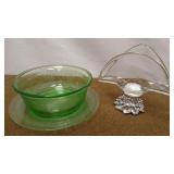 URANIUM BOWL, PLATE & MURANO LETTER HOLDER