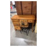 OAK STUDENT DESK & METAL CHAIR