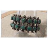 TURQUOISE VTG. STERLING/COIN NATIVE AMERICAN RING