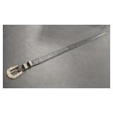 STERLING SILVER BUCKLE W/ GENUINE OSTRICH BELT